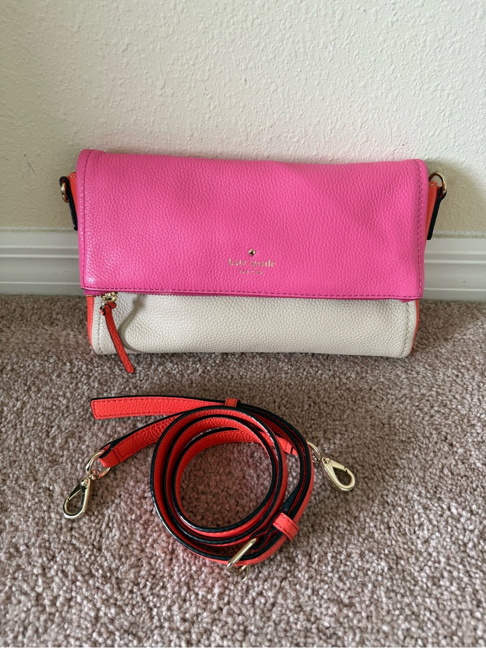 kate spade Pink, Cream and Coral Crossbody Bag